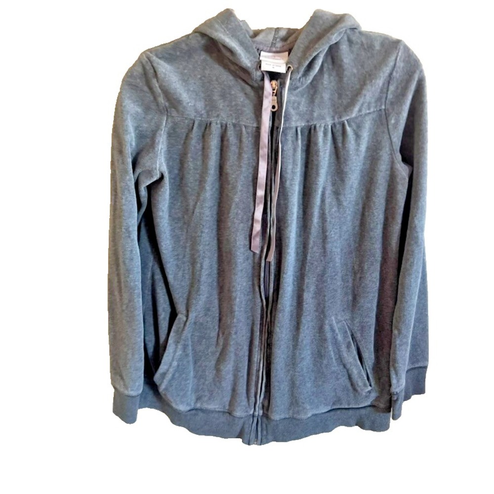 Oh Baby by Motherhood Maternity Hoodie S Gray Solid Velour EUC Comfort Travel